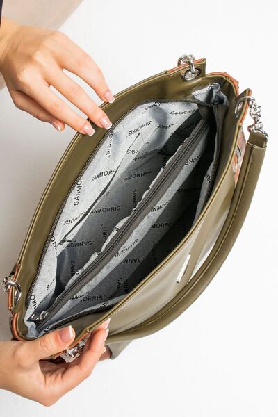 H&D COLLECTİON 5 Compartment Soft Leather Large Size Double Strap Shoulder and Shoulder Bag 1379