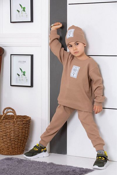 tunays shopping Boy's 3-Piece Set with Ribbed Hat