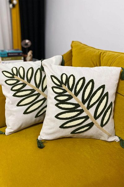 e-Bizz Store Punch Embroidered 2 Pieces Throw Pillow Cover