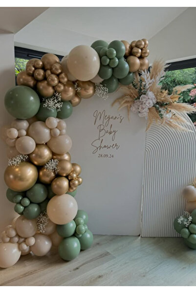 Çemrek Süs Parti مجموعة من 100 سلسلة بالون من الكروم باللون الأخضر والذهبي