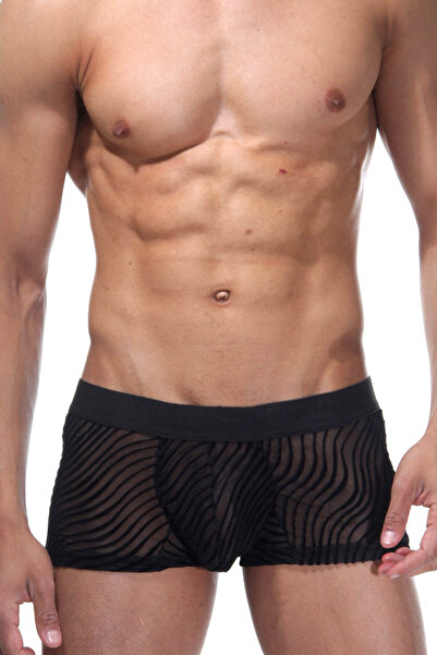 Don Moris Erkek Siyah Desenli Tül Boxer 031703 İç Giyim