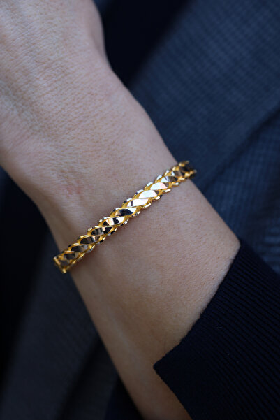 Yenigün Kuyumculuk 14 Ayar Altın Kalın Üçlü Burma Modeli Kelepçe Bilezik