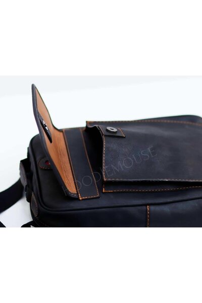 HOODİEMOUSE Unisex Bag with Bicycle Figure Both Back and Cross and Hand Ethnic Bohemian Style - Black
