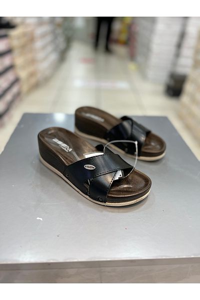 Akınal Bella Esem High Sole Cross Wedge Slippers