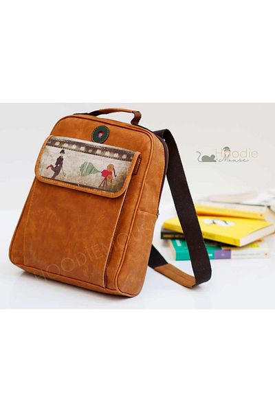 HOODİEMOUSE Charlie Chaplin Figured Unisex Bag Both Back and Cross and Hand Ethnic Bohemian Style - Tan