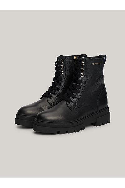 Tommy Hilfiger Kožené dámské černé boty Fw0Fw08160Bds