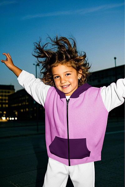Vtklmn Vatkalimon Kids Lilac White Purple Hooded Fleece Jacket with Pockets for Girls and Boys