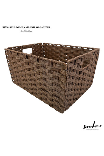 Bliss Örme Plastik Katlanır Sepet 42,5cm Banyo ve Mutfak Düzenleyici Organizer Çok Amaçlı Saklama Kutusu