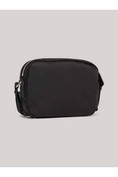 Tommy Hilfiger Women's Logo Leather Daily Use Black Shoulder Bag with Card Compartment AW0AW15638-BDS