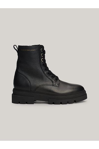 Tommy Hilfiger Kožené dámské černé boty Fw0Fw08160Bds