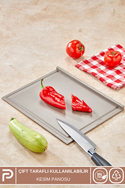 Poomy Çift Taraflı Kullanılabilen Kanallı Tezgah Üstü Çok Amaçlı Kesim Panosu