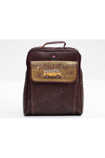 HOODİEMOUSE Wosvos Figured Unisex Bag Both Back and Cross and Ethnic Bohemian Style - Dark Brown