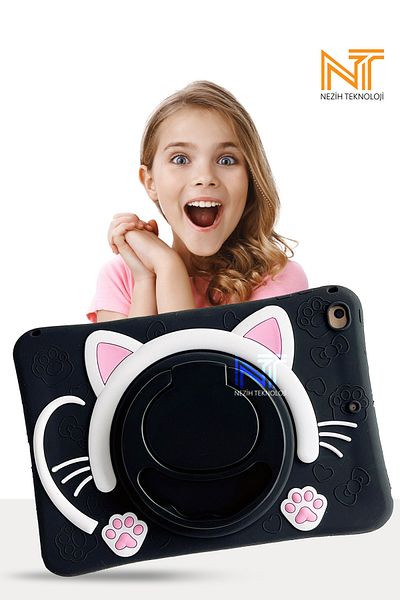 Nezih Case Apple iPad 10Th Generation 10.9” 2022 / 11Th Generation 11” 2025 Compatible Cat Themed Silicone Case with Stand and Strap