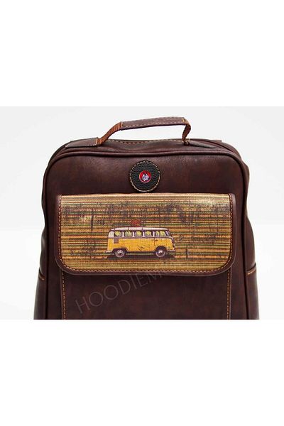 HOODİEMOUSE Wosvos Figured Unisex Bag Both Back and Cross and Ethnic Bohemian Style - Dark Brown