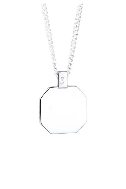 KUZZOI Náhrdelník s přívěskem Pánský čtvercový přívěsek Armouredchain smaltovaný černý 925 Sterling Silver