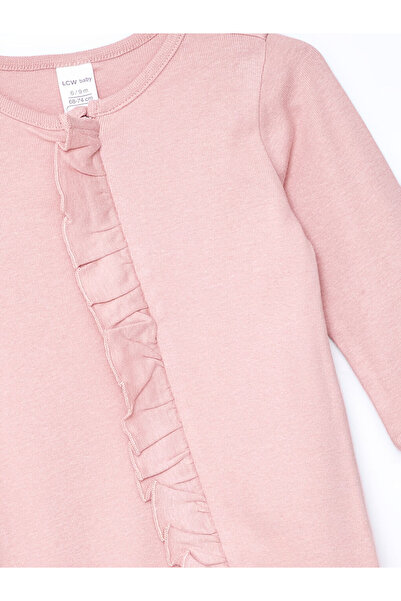 LC Waikiki Ecru Crew Neck Printed Baby Girl Jumpsuit 2-Piece