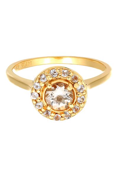 ELLI Ring Premium Engagement Ring Women Morganite Peach Topaze 925 Sterling Silver Gold-plated Weddi