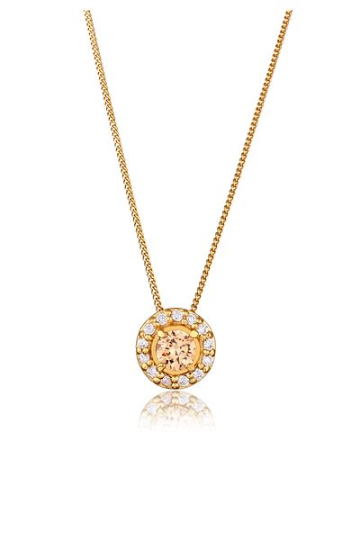 ELLI Halskette Elli PREMIUM Halskette Damen Rund Anhänger Morganit Peach Topas Weiß 925 Sterling Silber G