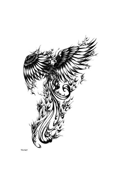 Tattoo Gerçekci Geçici Anka Kuşu Desenli Dövme Etiket Kadın Erkek Kol Bacak