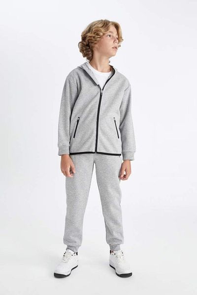 DeFacto Graue Schul-Jogginghose für Jungen mit elastischem Bund und Taschen C8186a824au