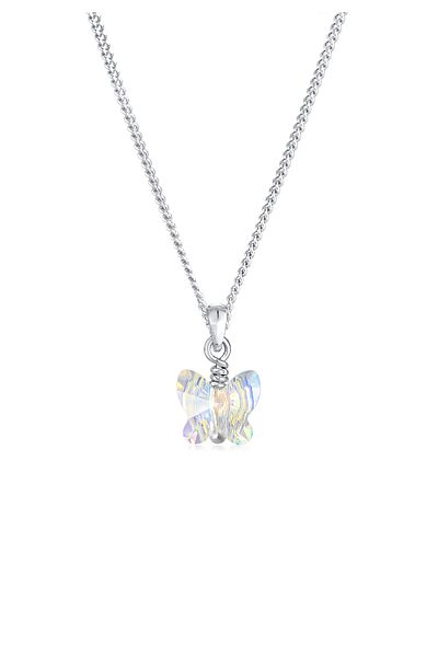 ELLI Halskette Kinder Schmetterling Anhänger funkelnd verspielt mit Kristall in 925 Sterling Silber