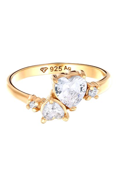 ELLI Ring Ring With Stones Women Heart Zirconia Heart Cut White 925 Sterling Silver Valentine's Day