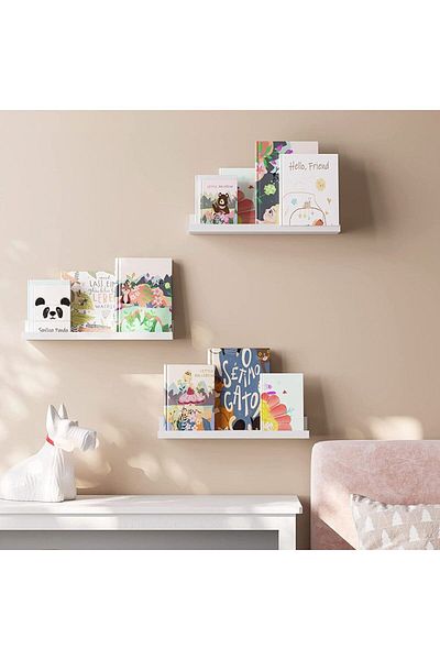 Mahmayi Songmics White Lws38wt 3-piece Wall Shelves For Living Room, Drawing Room (10X38X5CM)