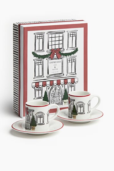 LOVYCO Set de 2 cești de espresso cu farfurioare în cutie cadou