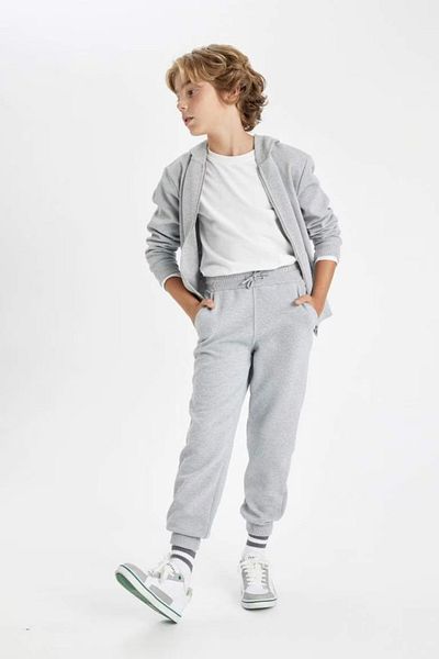 DeFacto Graue Jogger-Schul-Jogginghose mit elastischem Bund und Taschen für Jungen R5970a624au