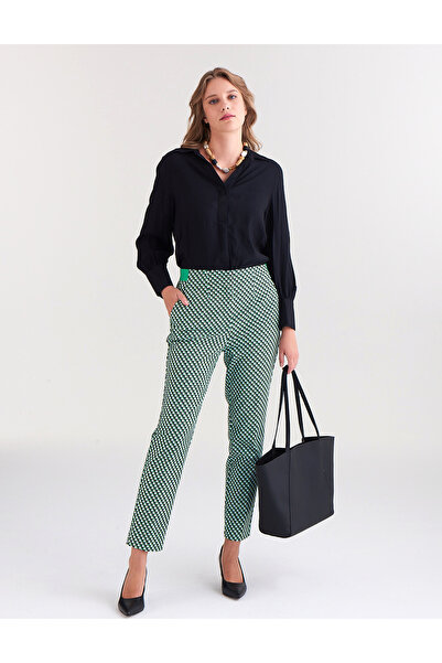 Marks & Spencer Slim Fit Desenli Yüksek Bel Pantolon