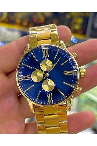 ÇENÇEN Mavi Kadran Gold Erkek Kol Saati Paslanmaz Ipc Kaplama
