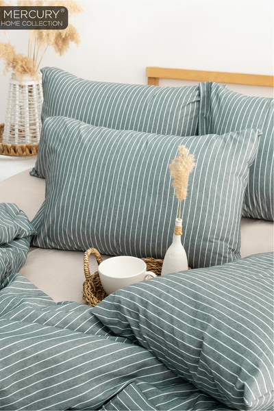 Mercury Zelená sada dvojitých povlaků na přikrývku - Bavlna a prostěradlo