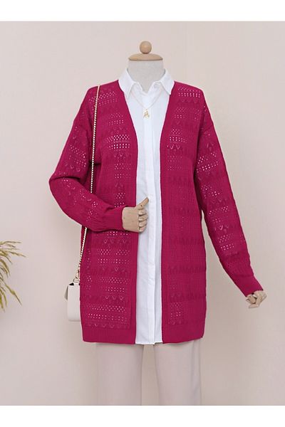Modamorfo Strickjacke mit durchbrochenem Strickmuster