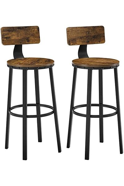Mahmayi Vasagle Lbc026b01v1 Vintage Style Rustic Brown Bar Chairs - Set Of 2