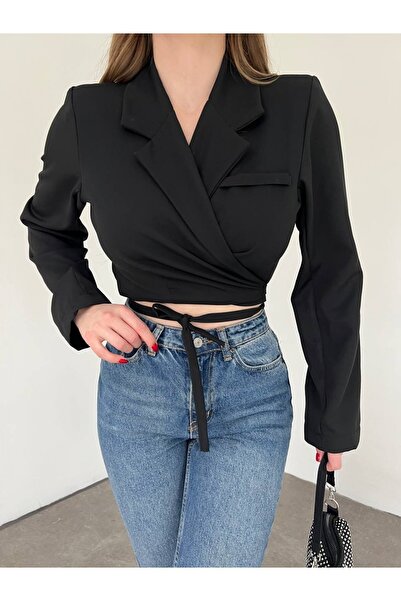 Modamorfo Кратко яке с ниска задна талия - черно