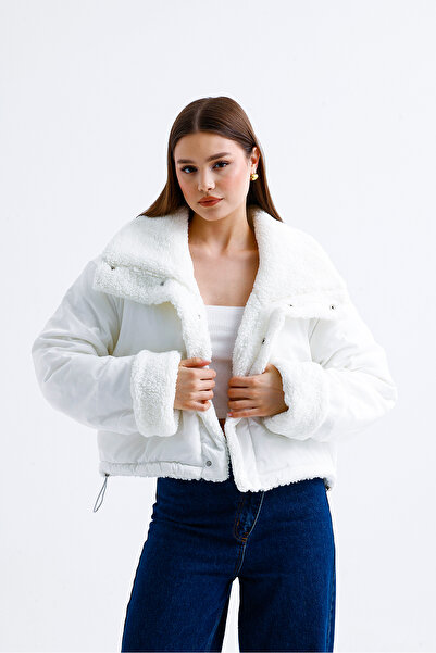 NIGRUM Peluş Detaylı Kısa Şişme Mont