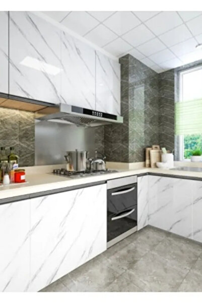 Genel Markalar Özel Üretim Mermer Desenli Yapışkanlı Tezgah Folyosu 5 metre