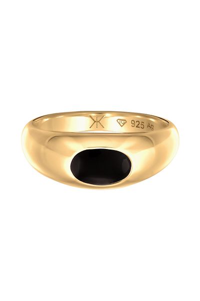 KUZZOI Ring Ring Siegelring Herren Emaille Schwarz 925 Sterling Silber Party/Silber