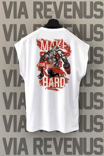 Vordevia Bodybuilding Back Printed Zero Sleeve Sports Tshirt