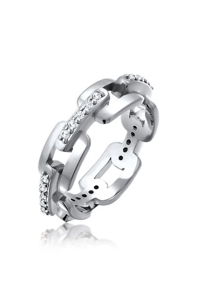 KUZZOI Ring Kuzzoi Gliederring Herren Zirkonia Diamantschliff weiß 925 Sterling Silber Silber Party/Silber