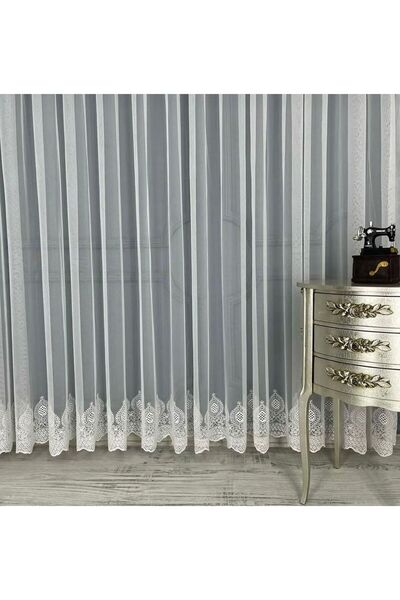 ERNGlobal Ütü İstemeyen Etek Lüx Güpür Desen Boru Pileli 1x3 Her Odaya Uygun ...