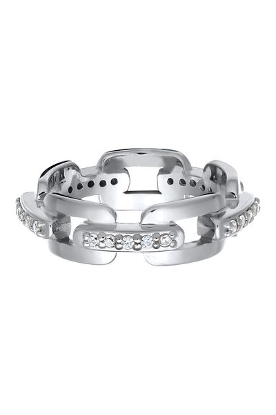 KUZZOI Ring Kuzzoi Gliederring Herren Zirkonia Diamantschliff weiß 925 Sterling Silber Silber Party/Silber