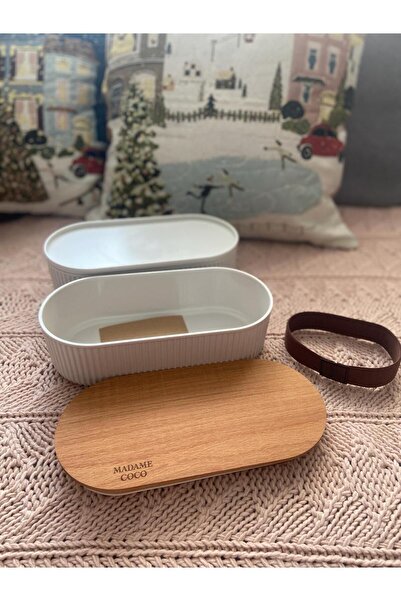 Madame Coco Magou 1000 ml Ahşap Kapaklı Saklama Kabı 2'li