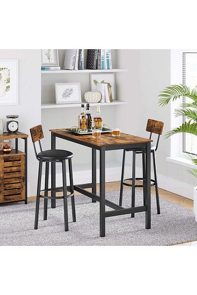 Mahmayi Vasagle Dark Brown And Black Lbc069b81v1 Pu Bar Chair Set Of 2 Bar Stools