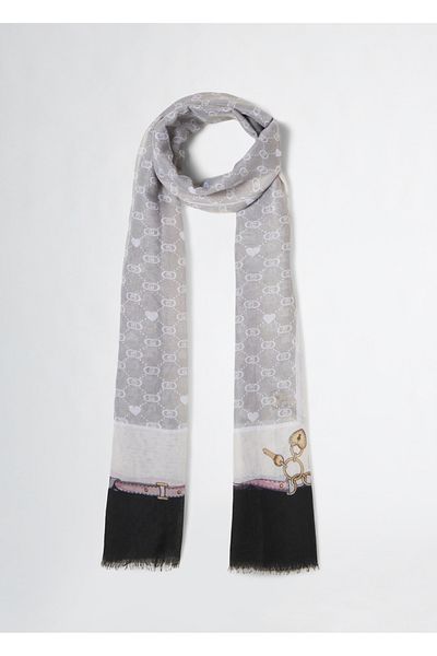 Liu Jo Women's Woven Fabric Patterned Black Scarf 2a5025t0300-22222