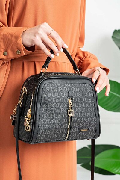 Just Polo Women's Black Long Crossbody Hand & Shoulder Bag