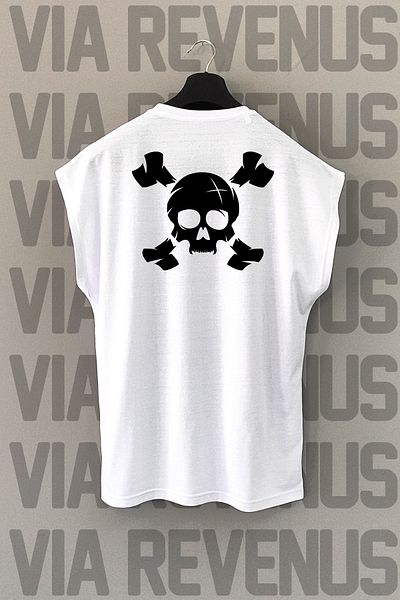 Vordevia Danger Skull Gym Back Printed Zero Sleeve Sports Tshirt