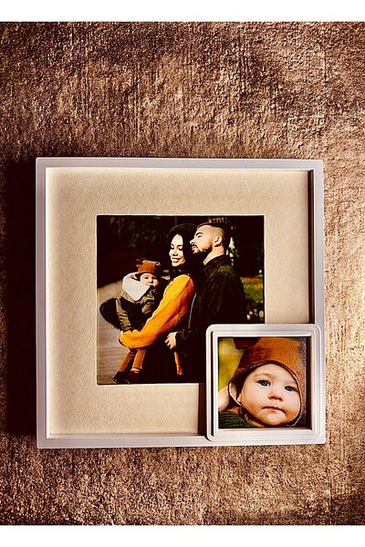 Nobbystar White 21X21Cm Square Photo Frame with Adhesive Disassemble Paspart - Pack of 3 Special Series