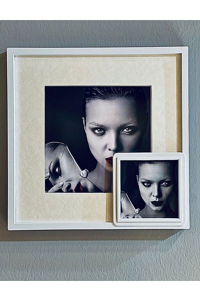 Nobbystar White 21X21Cm Square Photo Frame with Adhesive Disassemble Paspart - Pack of 3 Special Series