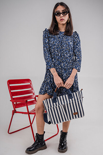 Woys Bags Жіноча сумка через плече в темно-синю смужку